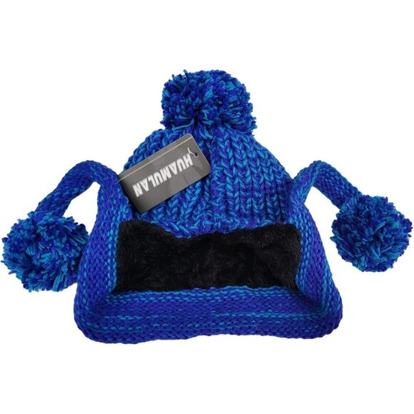 Women Blue Winter Peruvian Cover Ears Beanie Hat Ear Flaps Sherpa Snow main image 6